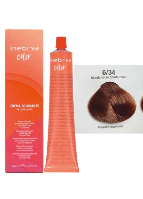 Крем-фарба 6/34 темний блонд золотистий мідний Color, 100 мл Inebrya (396340636)
