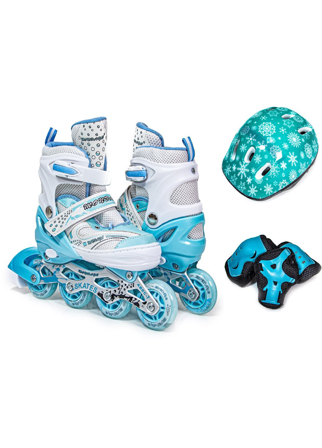 Комплект роликів із захистом. Turquoise (розмір 29-33) 737530235 Happy Mondays (340909368)