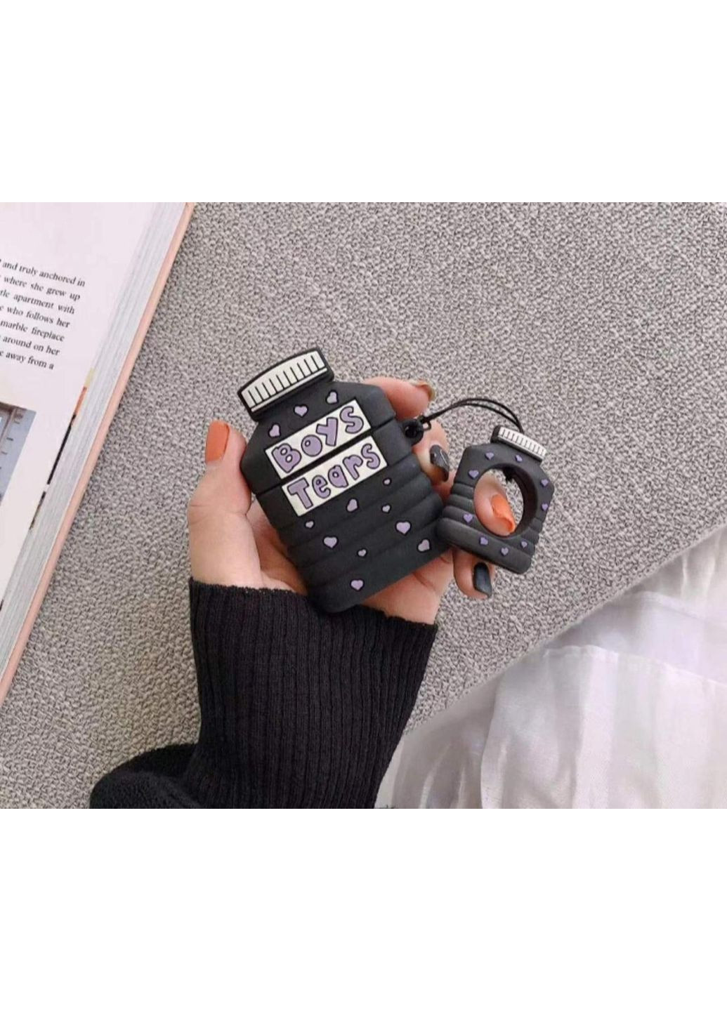 Чохол для навушників AirPods 1, 2 Boys Tears чорний + брелок Trends Airpods 1/2 (360897116)