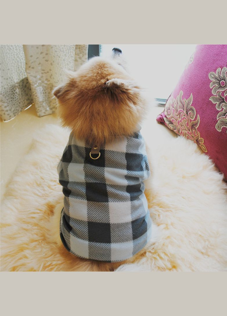 Жилетка для котов и кошек с кольцом Pet Style "Клетка" Чернобелая XS No Brand - (323234636)