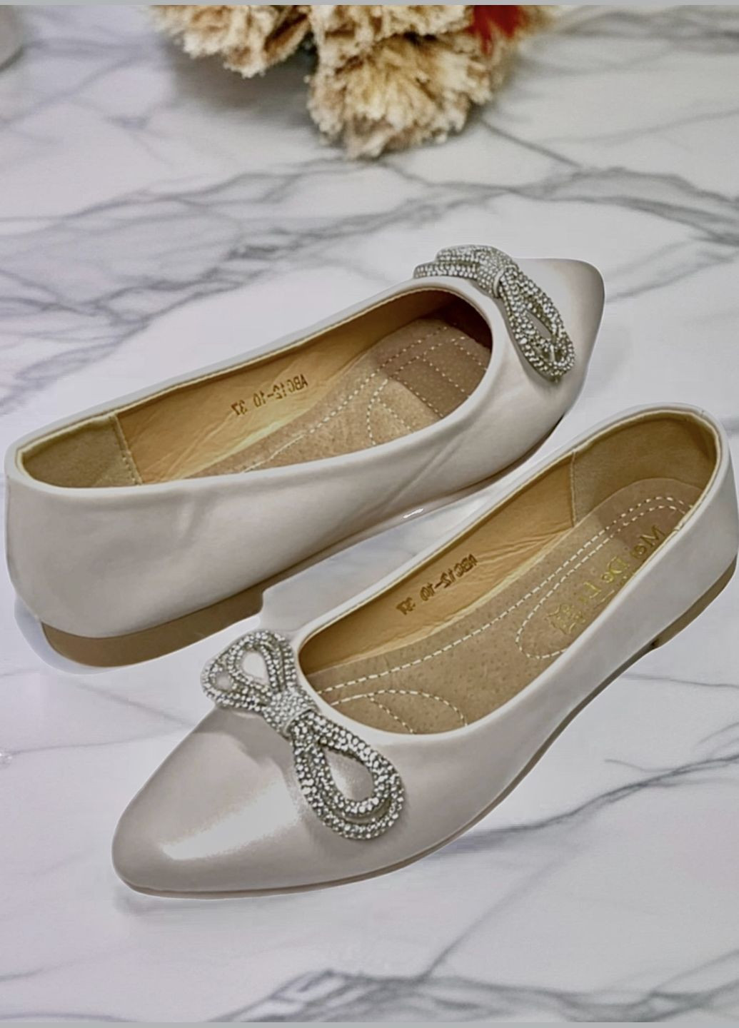 Жіночі балетки | світло-сірі штучна шкіра (329187594)