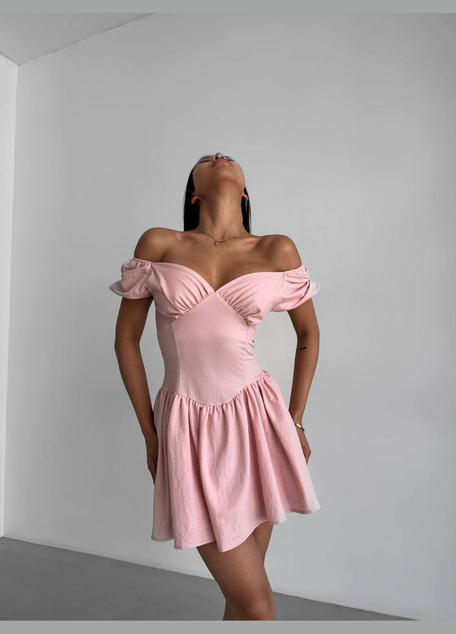 Комбинезон No Brand комбинезон-шорты однотонный пудровый повседневный, кэжуал трикотаж