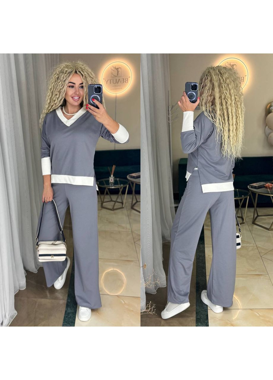 Костюм двонитка +рубчик,кофта та штани палаццо Україна (355262156)