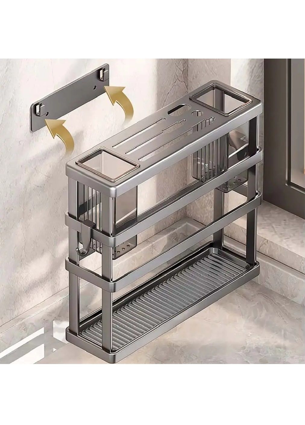 Універсальна настінна стійка підставка тримач для ножів кухонних приладів приладдя 27,5×23,5×7,5 см (480917-Prob) Unbranded (347729763)