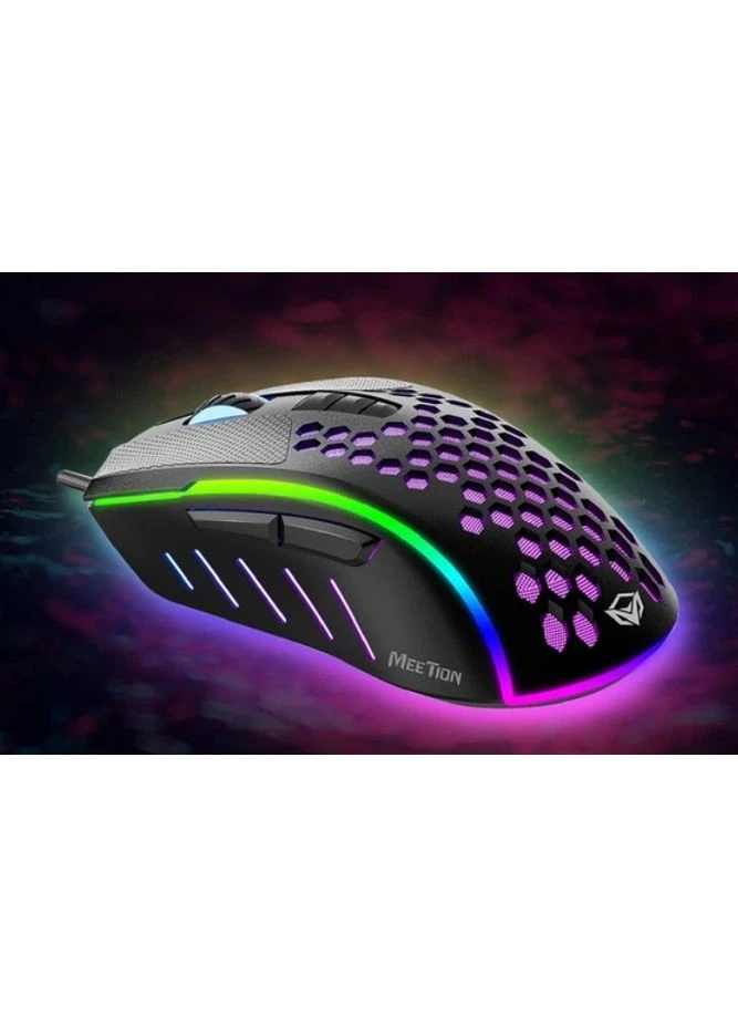 Компьютерная проводная мышка Meetion GM15 USB игровая геймерская лазерная мышь 1.8 м для пк с подсветкой Черная XTRIKE ME (379268152)