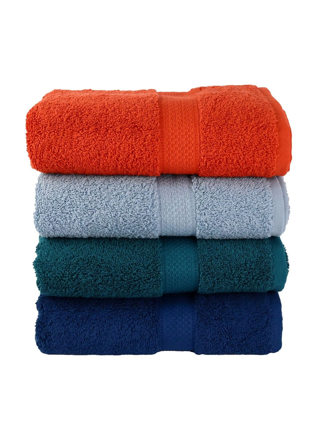 Набор полотенец COLORFUL_7(A.Gri/Kiremit/K.Yesil/Lacivert) 70*140 св.сер/помар/смар/т.сын 500 г/м 4шт Hobby синий