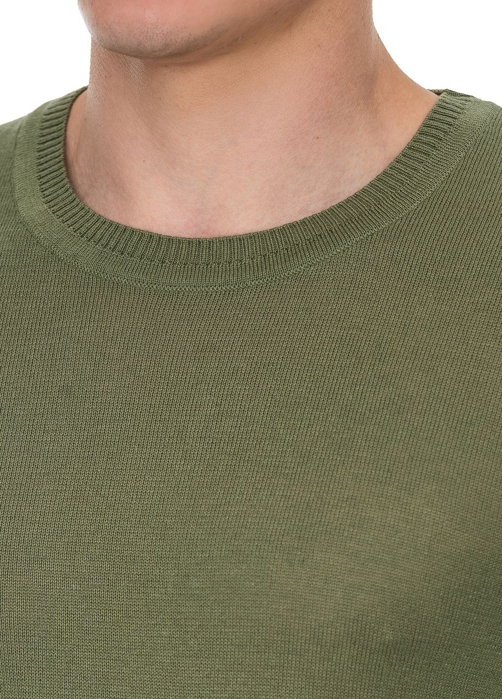 Світло-зелений бавовняний тонкий чоловічий светр SVTR