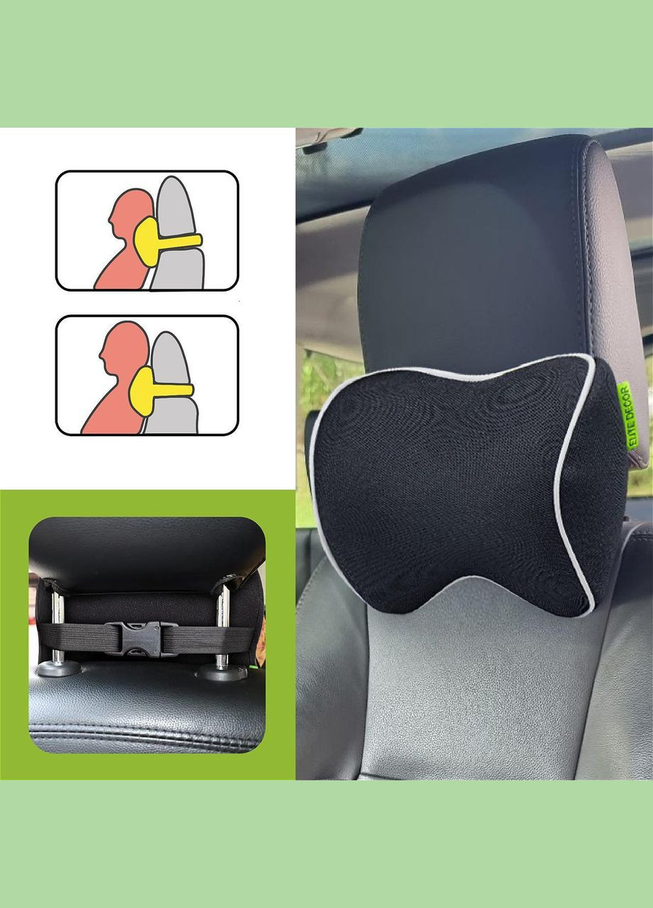 Подушка автомобільна 250x200x100 мм Чорна/Біла ProfiLuxe AMF 001-3 (330761213)