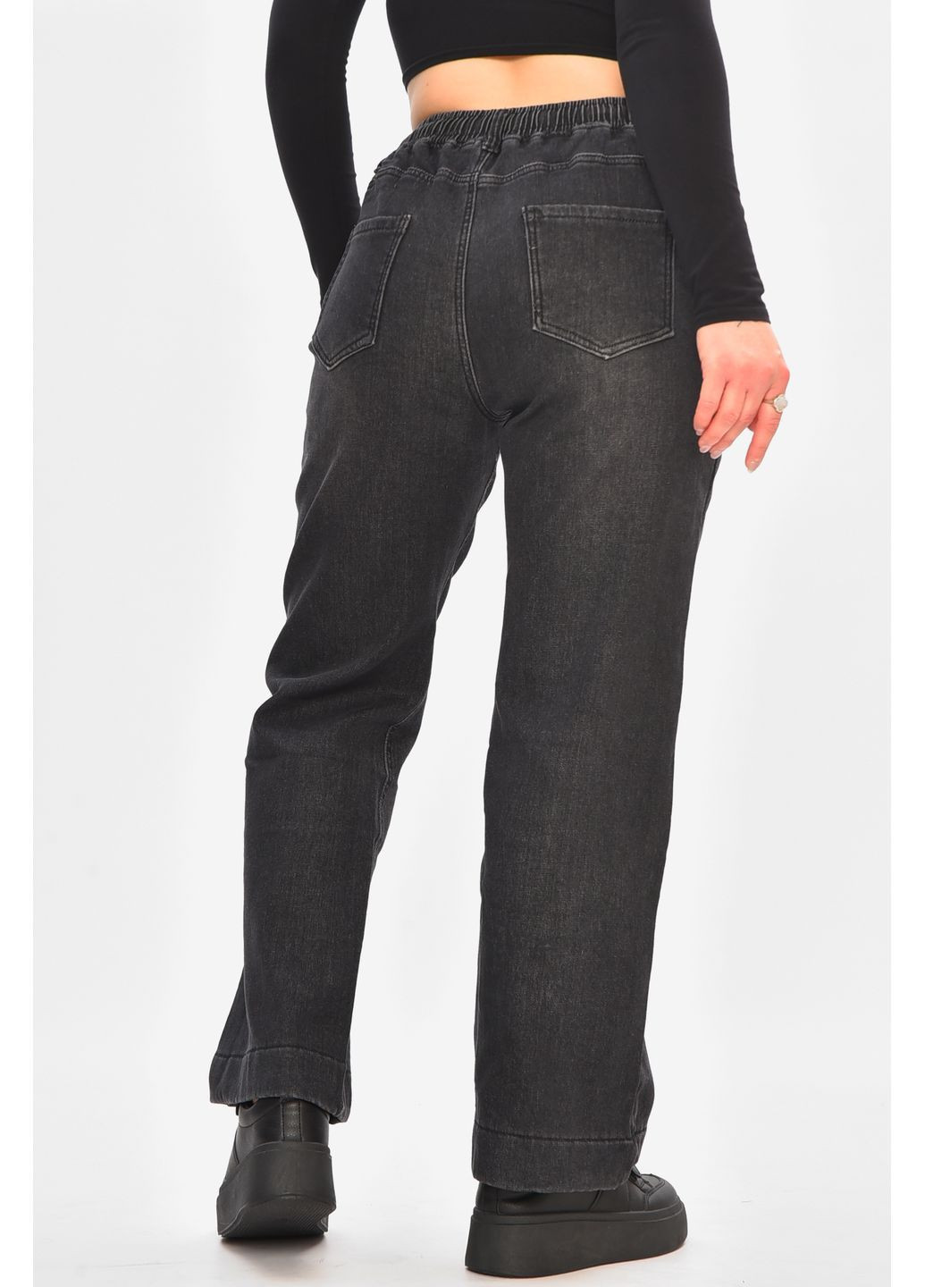 Джинси жіночі на штучному хутрі чорного кольору Let's Shop - (368726592)