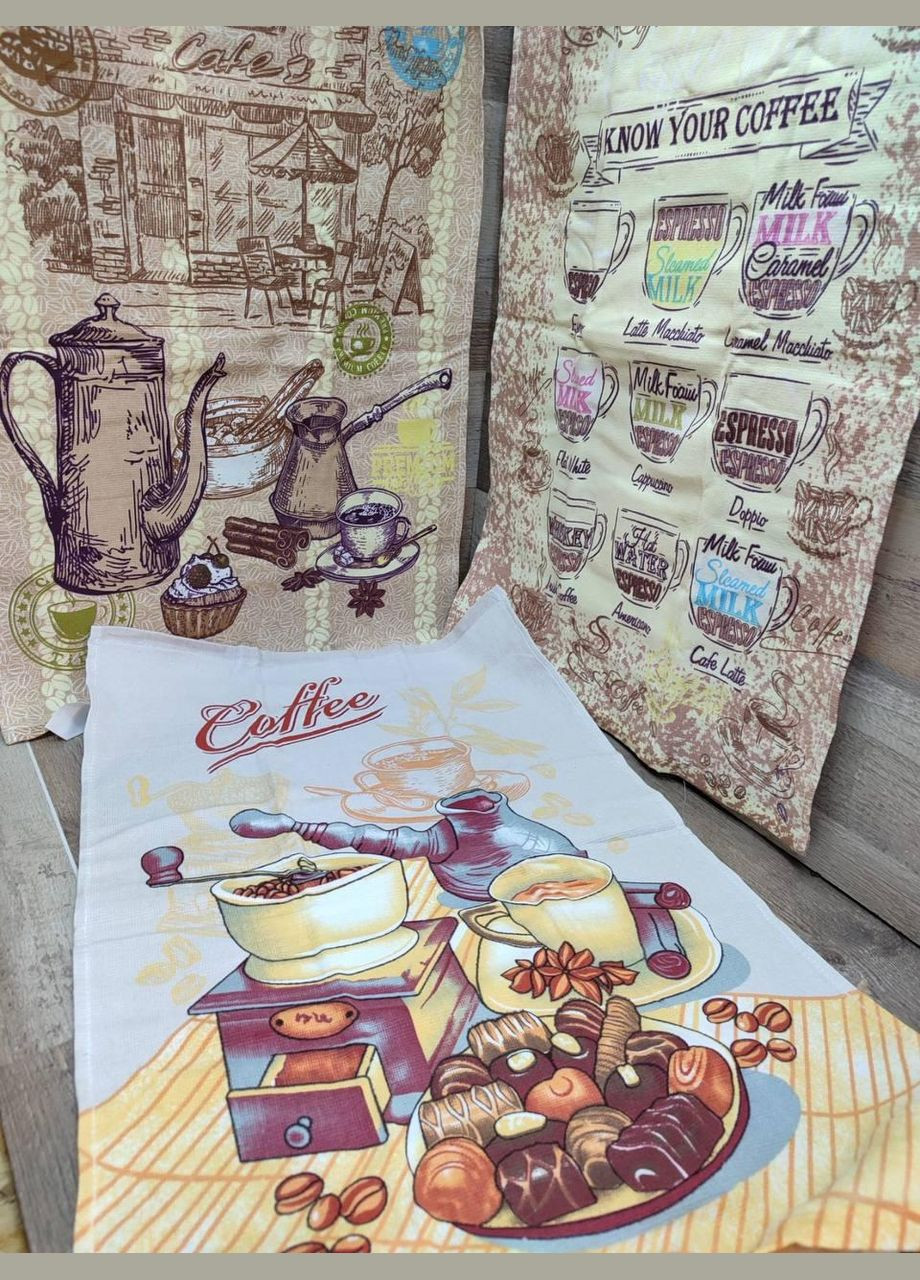 Набор кухонных полотенец махровые 35x75 см 12 шт (П4Кmur-kuhnya-002) No Brand рисунок комбинированный