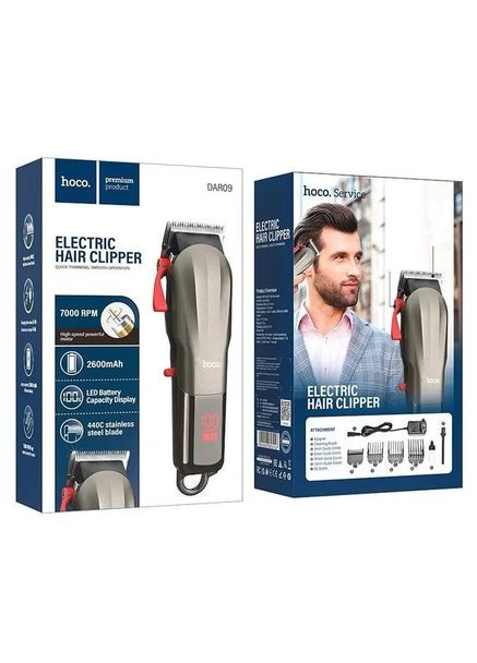 Аккумуляторная машинка для стрижки волос 2600мАh со сменными насадками 4шт 10Вт Admire DAR09 Grey Hoco (321980285)