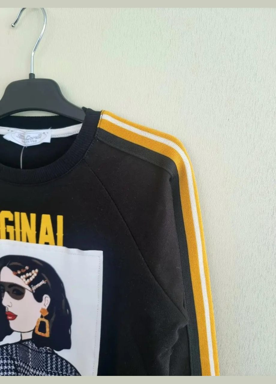 Черный демисезонный костюм для девочки 134 -164 см толстовка + джоггеры турция брючный No Brand