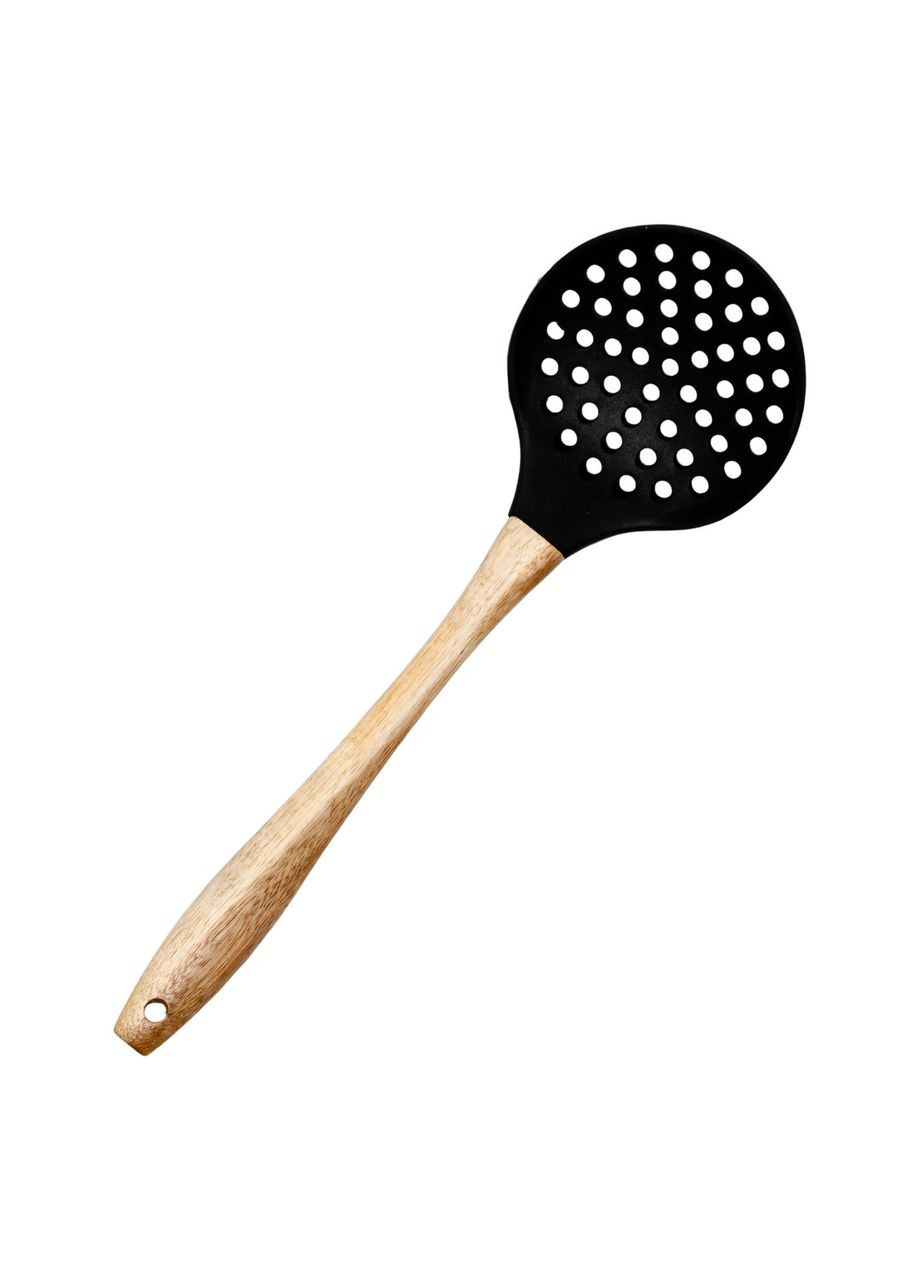 Шумівка для зняття піни силіконова з дерев'яною ручкою 33 (см) ложка шумівка кухонна HP-8-54 Ding Lanfang (370974451)