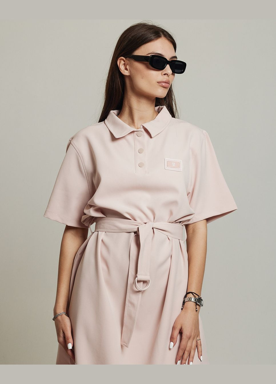 Пудрова кежуал сукня великих розмірів з коміром Raw