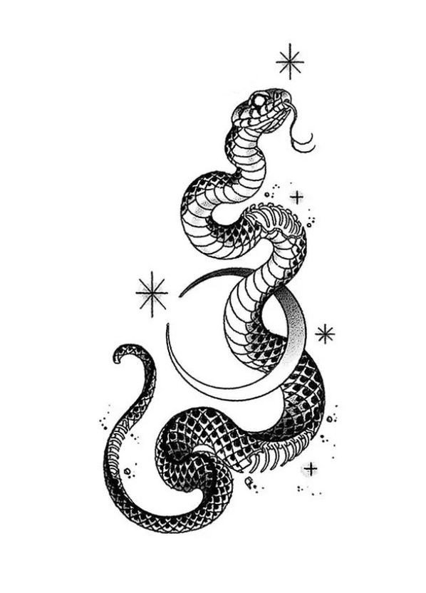 Тимчасове водостійке тату, наклейка SK-536 змія, 10,5x6 см No Brand (298414361)
