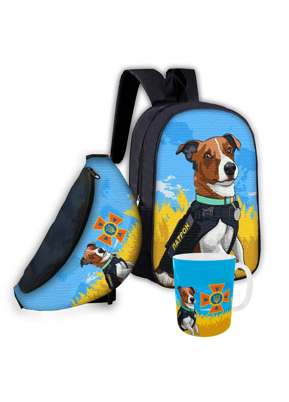 Набір дитячий Пес Патрон рюкзак 36х27см сумка-бананка, кружка з принтом для хлопчика (1802) No Brand (326416536)