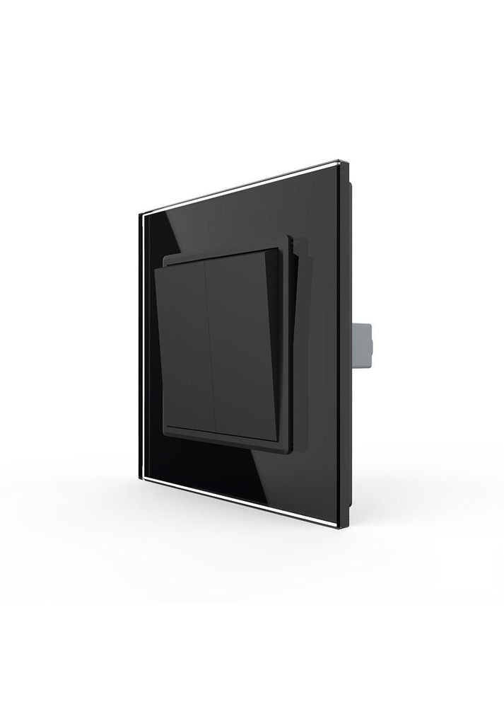 Двоклавішний прохідний вимикач чорний скло (VL-C7FCMKS-1BP) Livolo (370985013)