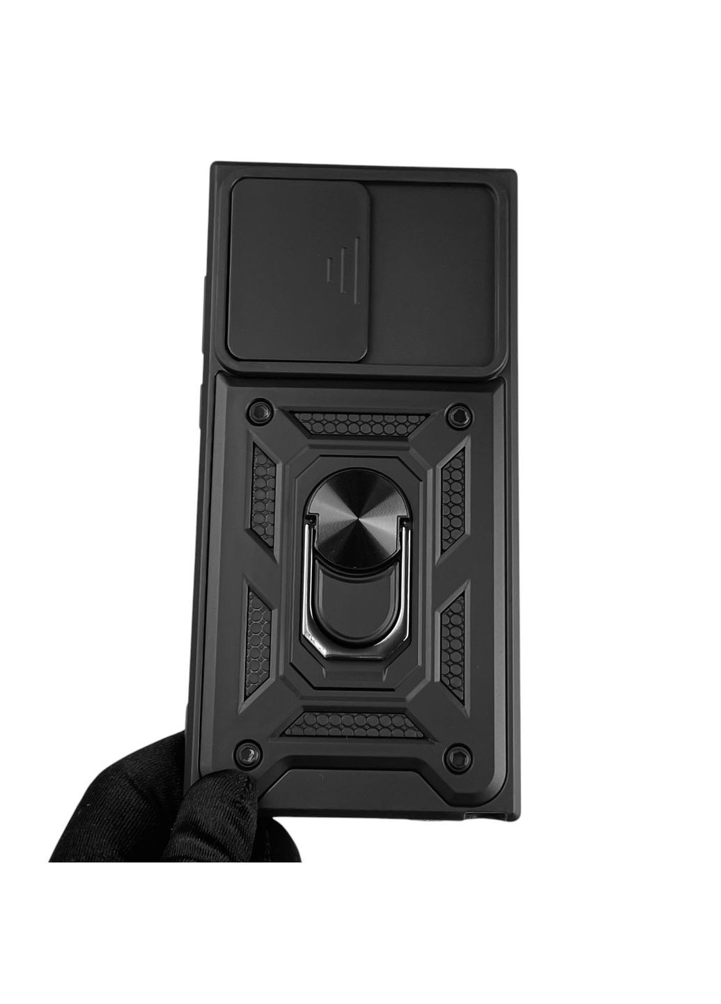 Чехол для Galaxy S22 Ultra (SM-S908B) бронированный с кольцом-держаталем со шторкой на самсунг с22 ультра черный rg1 Samsung (366230985)