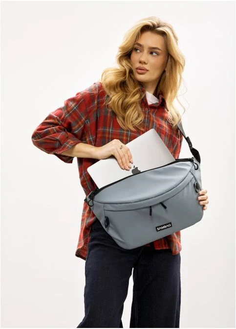 Женская сумка-бананка под ноутбук Urban Laptop голубая 46х26xсм Sambag (399207820)