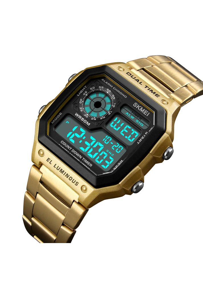Годинник золотистий електронний для чоловіків і жінок з будильником і секундоміром спортивний ProDobro (367265858)