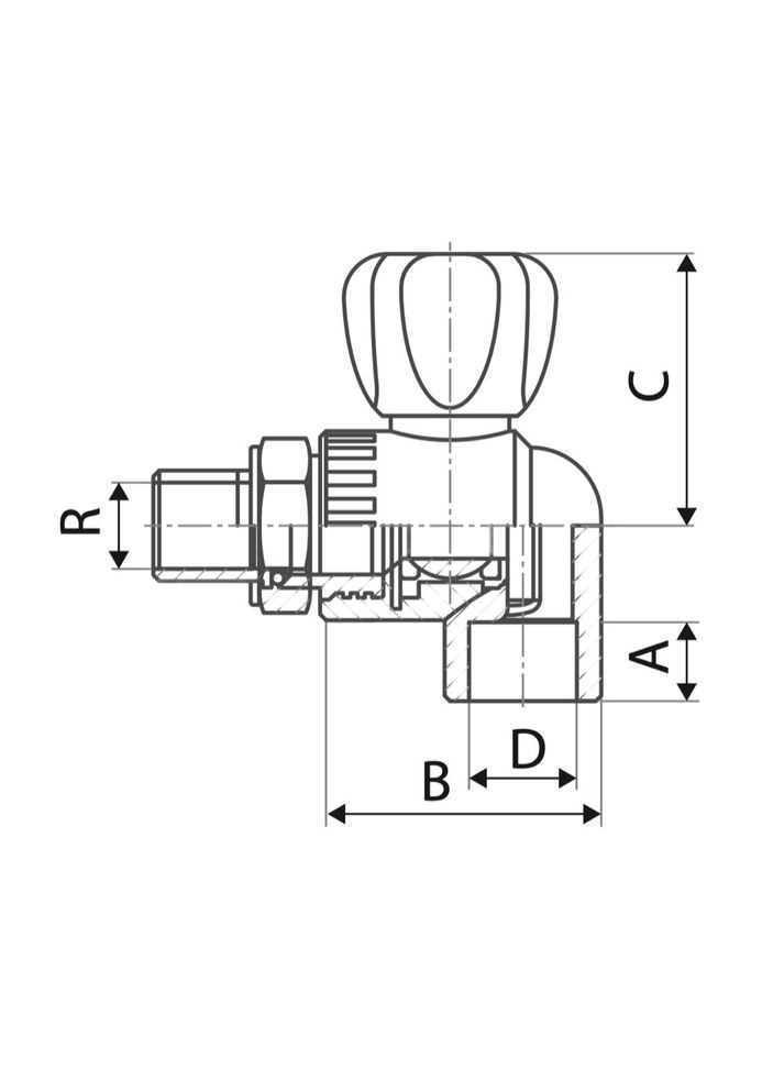 Кран шаровой PP-r 20 мм х 1/2" со сгоном, угловой ITAL (316088504)