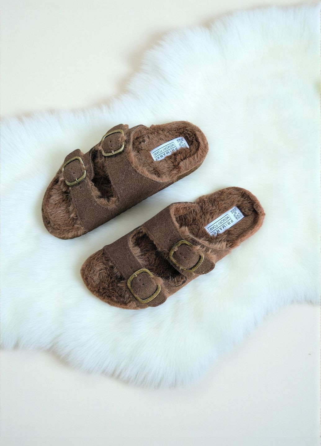 Коричневые плоские шлепанцы с пряжами женские memory foam slipper с эффектом памяти коричневые (7967) Primark