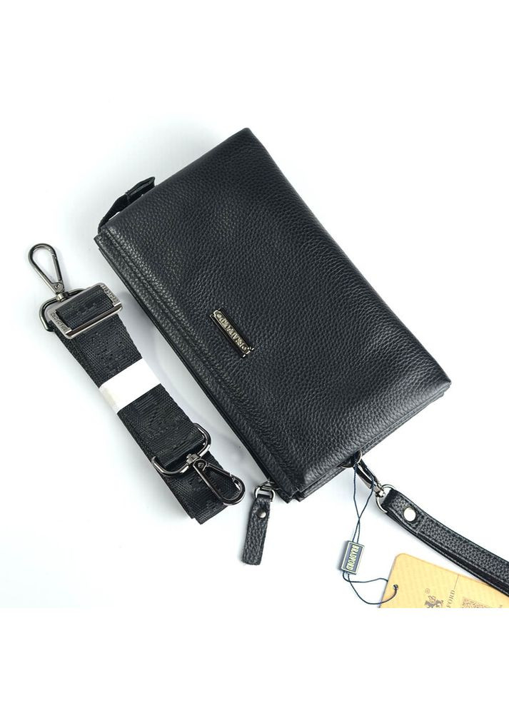 Мужской черный кожаный клатч через плечо, Наплечная молодежная сумочка клатч из натуральной кожи Bradford (266266497)