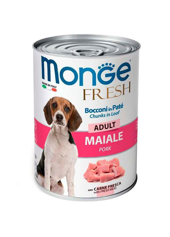 Fresh Dog Adult Pork – Консервований корм зі свининою для дорослих собак усіх порід 400 г (8009470014465) Monge (327069023)