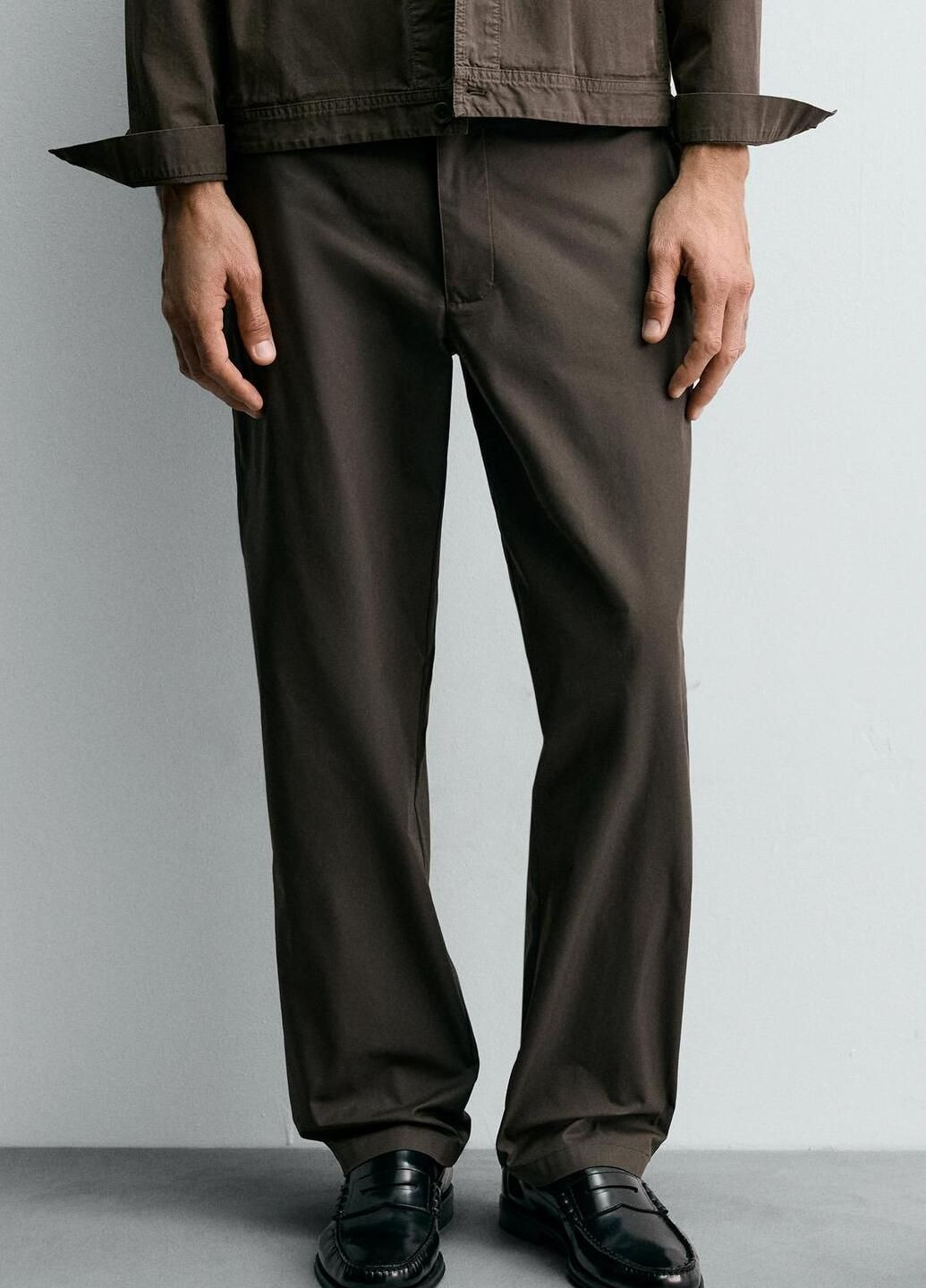 Коричневые повседневный демисезонные брюки Zara