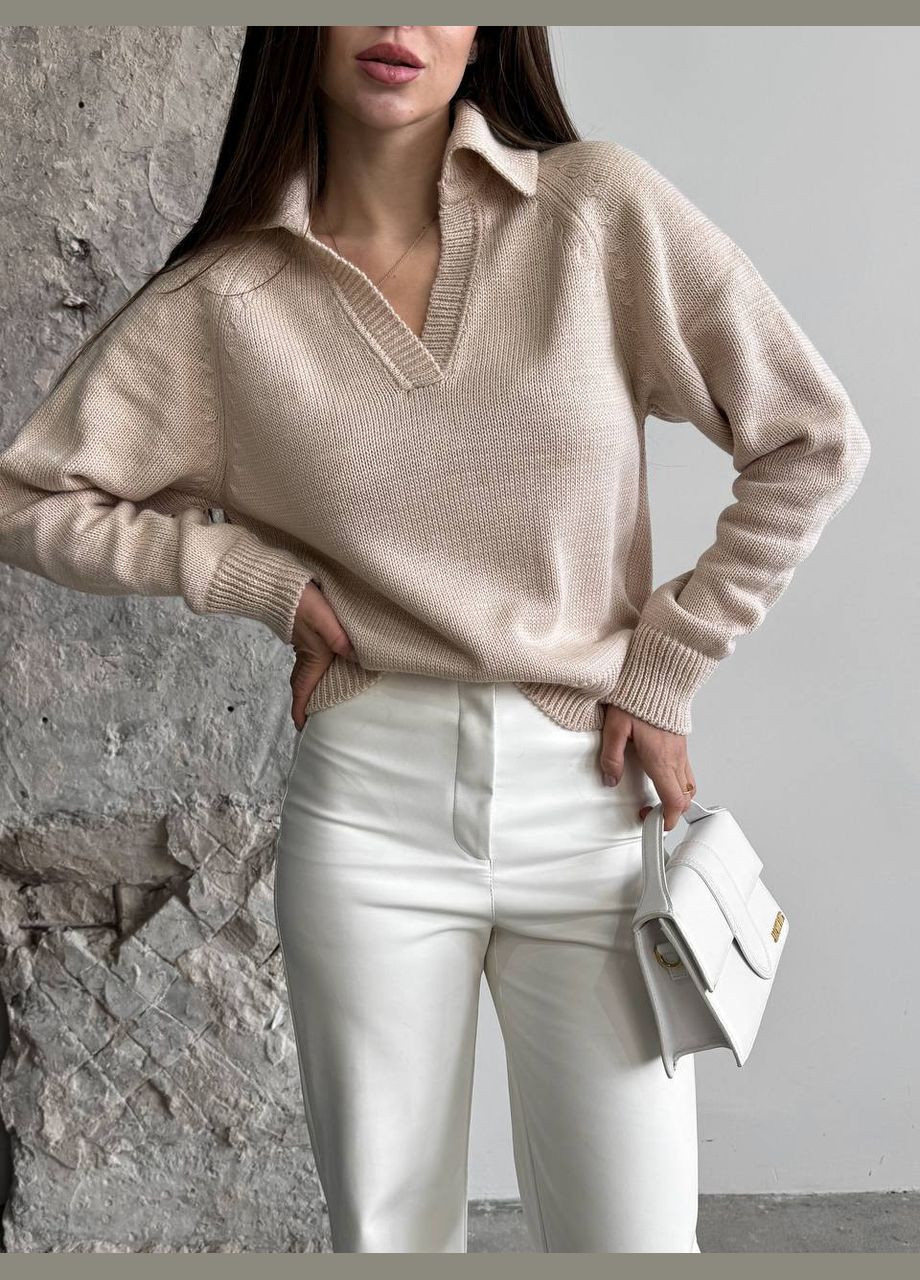 Женский свитер-поло цвет светло-бежевый р.42/46 450417 New Trend (282932941)