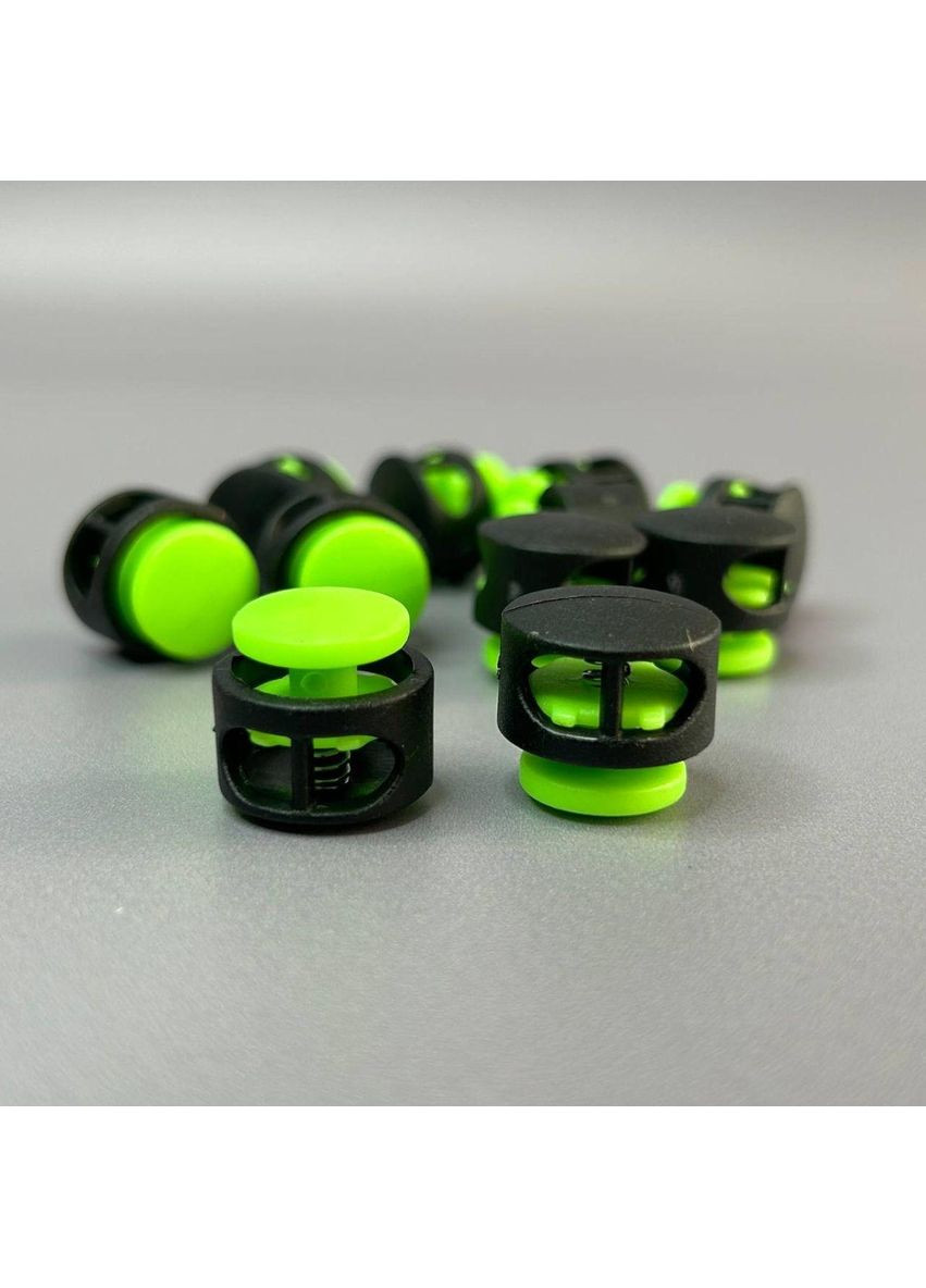 Фиксатор бочки для шнура пластиковый 16 мм, черный салатовый. Plus-plus (352747790)