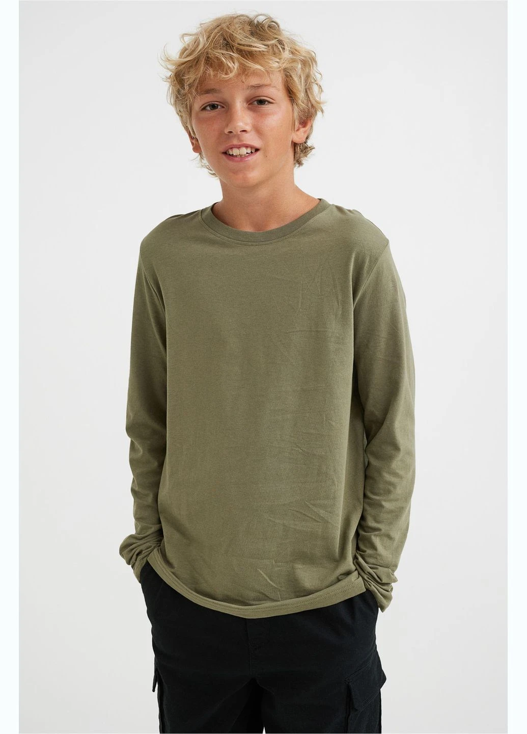 Лонгслів,блідо-зелений, H&M (283301573)