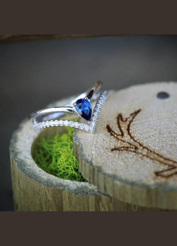 Женское кольцо обручальное кольцо с синим камнем Капля океана размер 16.5 Fashion Jewelry (289355727)
