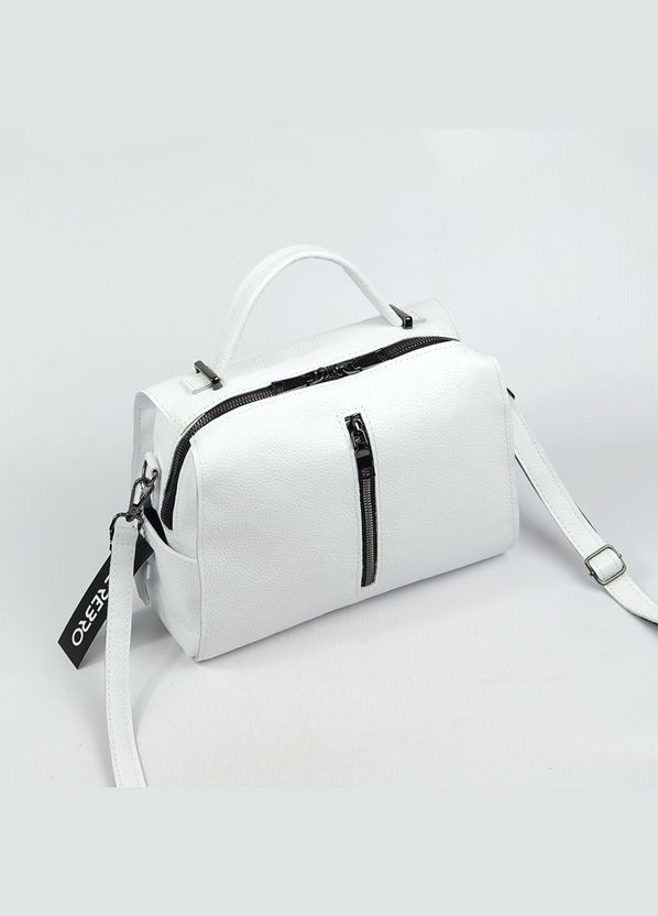 Біла шкіряна жіноча маленька сумка з ручкою і довгим ремінцем через плече Serebro (278260584)