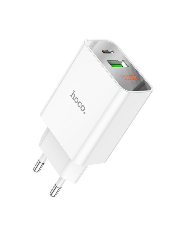 МЗП C100A PD20W + QC3.0 charger with digital display ( EU ) White Hoco (297454425)