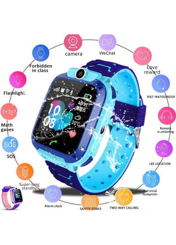 Детские умные часы Q12 S-5, смарт часы синие с кнопкой SOS, камерой и GPS Smart Baby Watch (349824337)