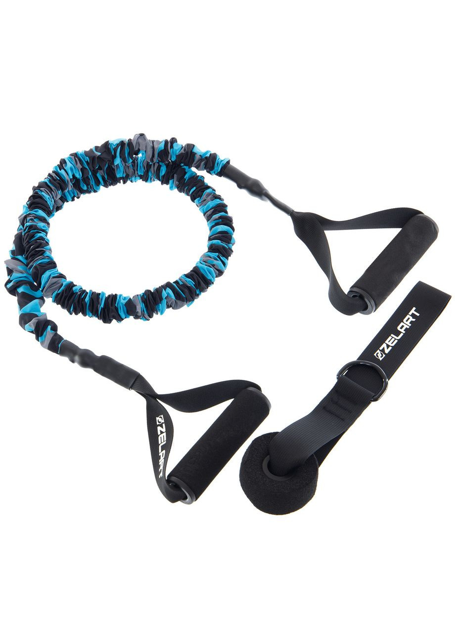 Эспандер трубчатый с ручками в защитном рукаве 55LB (латекс, нейлон, погрузка 25кг ) (FI-7834-55_Синий) Zelart (354703174)