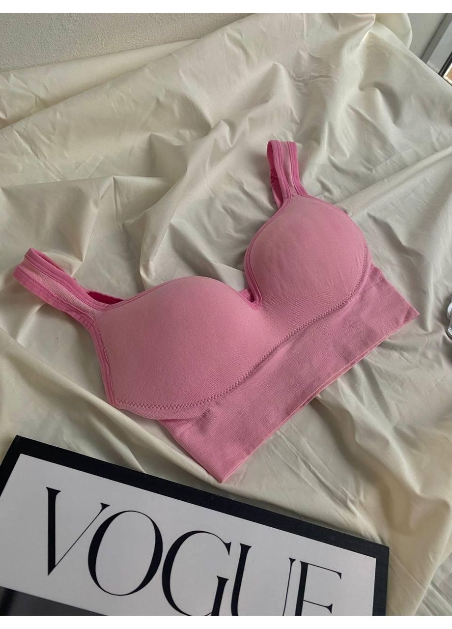 Безшовний топ із чашками / Комфортний рожевий топ-бра / Топ рожевий еластичний з м’якою посадкою No Brand (367610209)