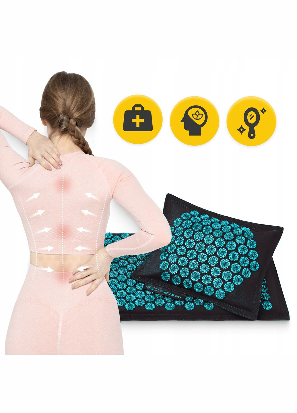 Коврик акупунктурный с подушкой Eco Mat Аппликатор Кузнецова Black/Blue () 4FIZJO P-5907739316684 (275653877)