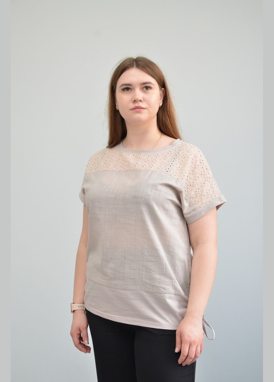 Жіноча повсякденна футболка, Бежева (XL, 2XL, ) 3XL No Brand - (294337599)