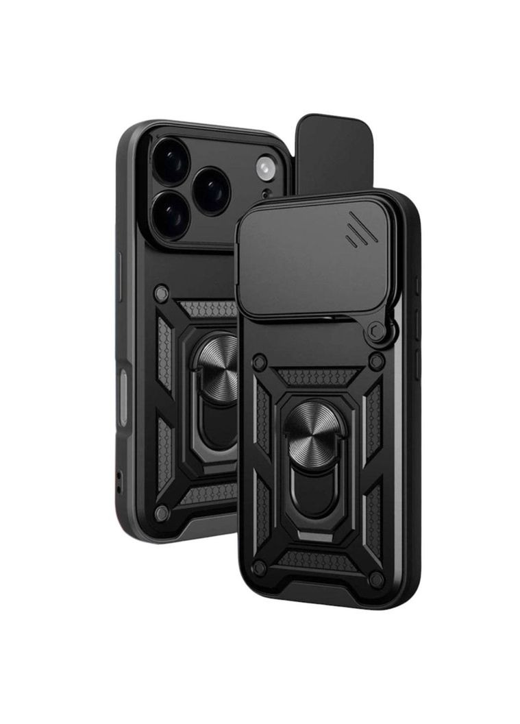 Чохол Shockproof для Apple iPhone 17 Pro - протиударний, з підставкою і шторкою камери - Black Primo (369967414)