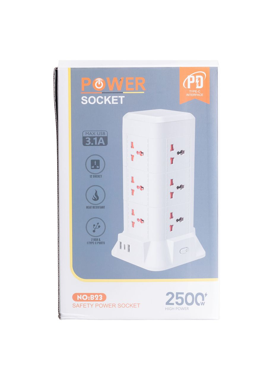 Мережевий фільтр подовжувач 4,8 м 9 розеток з USB Type-C бездротова зарядка для дому та офісу ProDobro (364192998)