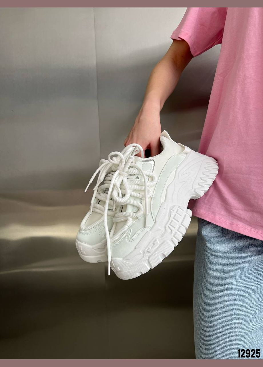 Стильные белые кроссовки на массивной подошве – комфорт + тренд No Brand белые (332196851)