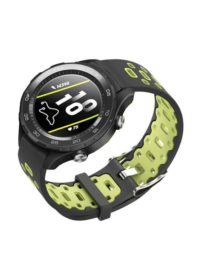 Спортивный ремешок Perfor Classic для часов Huawei Watch 2 - Black&Green Primo (333720076)