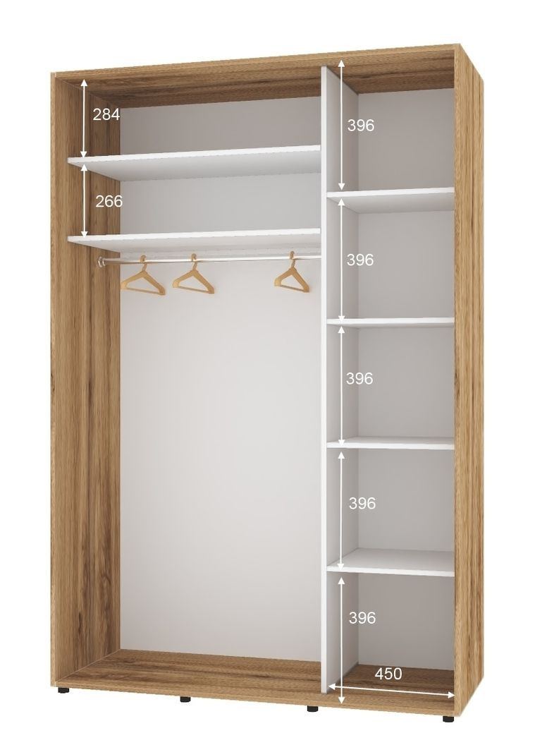 Шафа-купе дводверна 160*60*210 см Дуб золотий 2 двері ДСП Стандарт Комфорт Меблі (360450629)