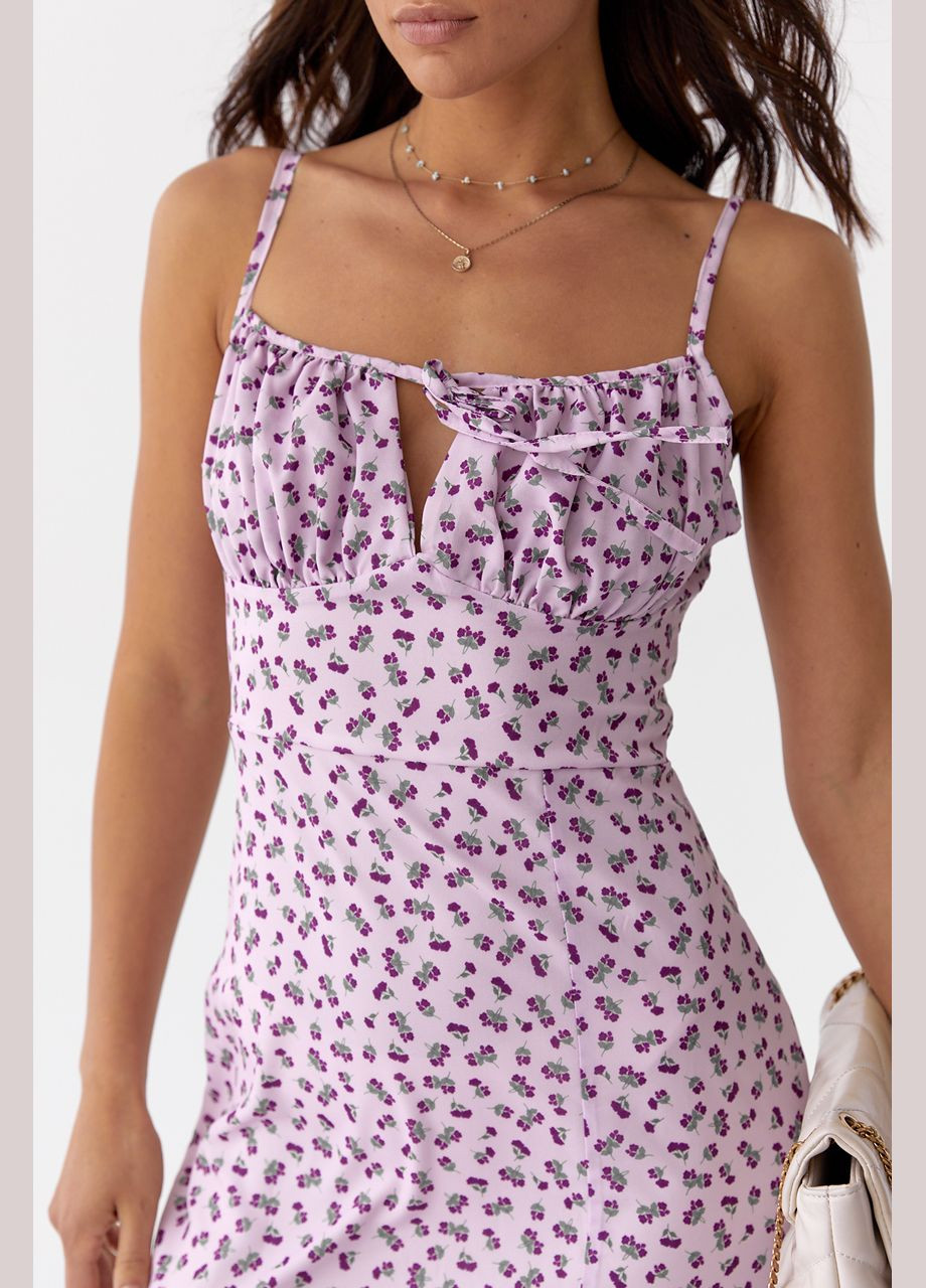 Летний женский сарафан-миди с кулиской на груди Liton в цветочек