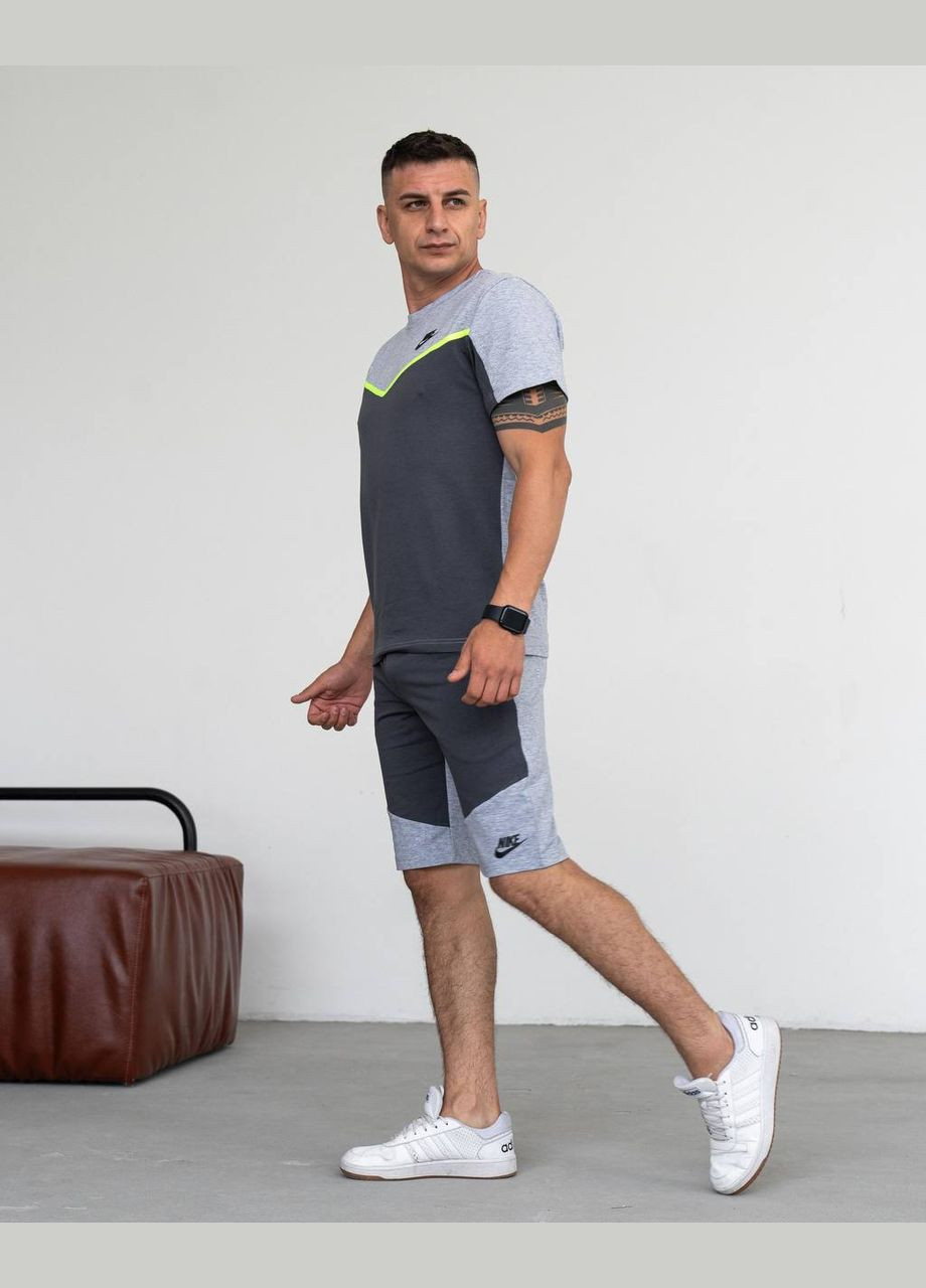 Сірий літній чоловічий комплект No Brand