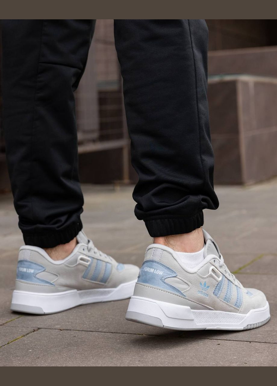 Серые всесезонные кроссовки Vakko Adidas Forum Low Grey Light Blue