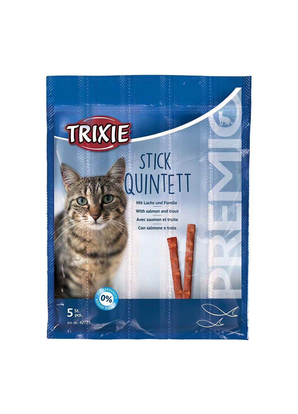 Лакомство для кошек 42725 Premio Quadro-Sticks лосось/форель 5 шт x 5 г Trixie (285778914)