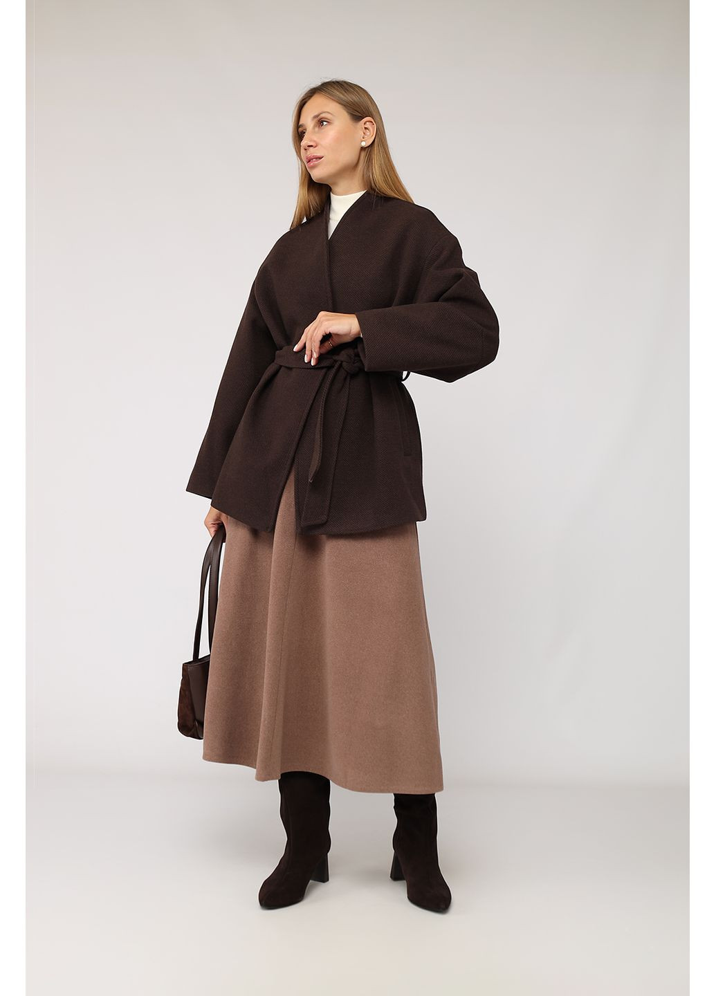 Спідниця трапеція жіноча колір темно-коричневий CB-00282909 Yuki (361305671)